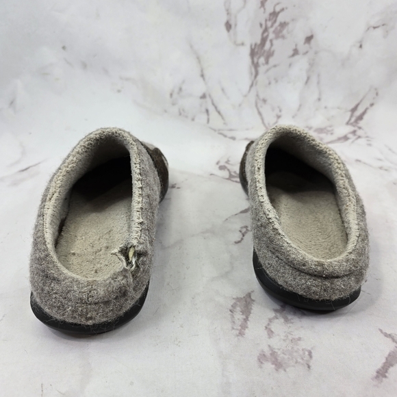 LL Bean Slippers Women 7 Gray Brown Dog Wool Felted Slip On Clog Daybreak - Picture 3 of 10
